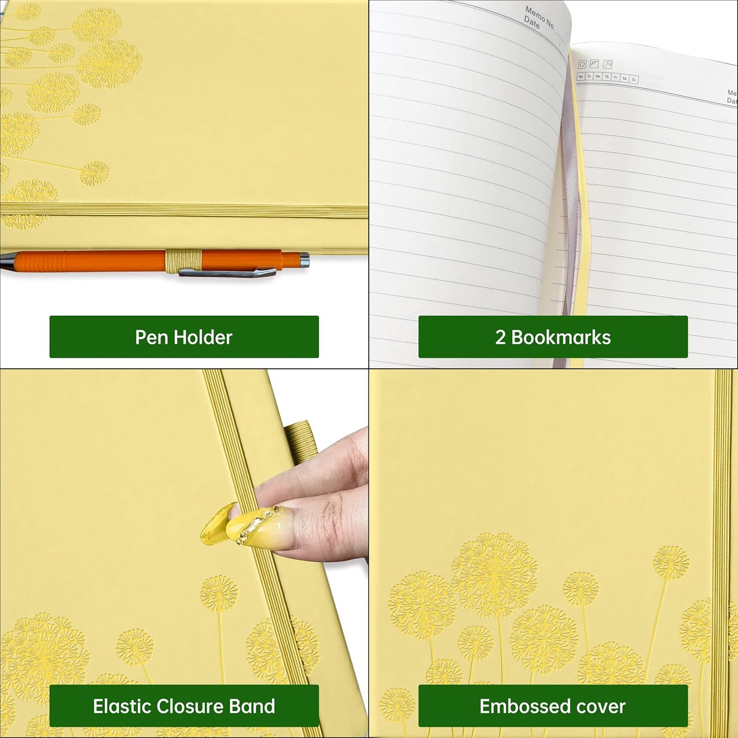 Notebook Journal for Women,A5 Hardcover Leather Journaling Notebooks for Work,200 Pages Travel Journal for Women Men with Pen Holder and Ribbon,5.78"×8.34"(Turquoise)