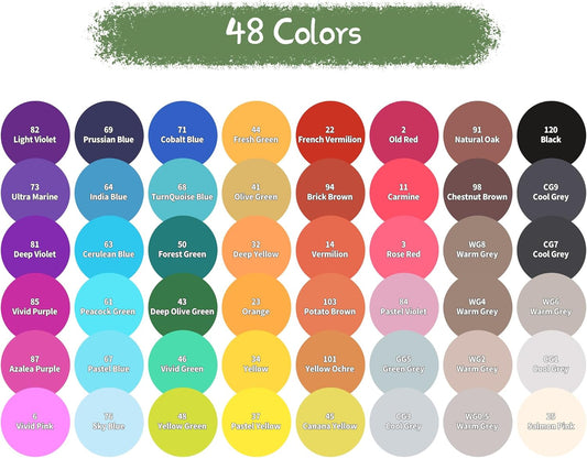 YASNAY Alcohol Markers, 48 Colors Dual Tip Art Marker, Drawing Markers, Coloring Marker for Kids Sketching Adult Coloring