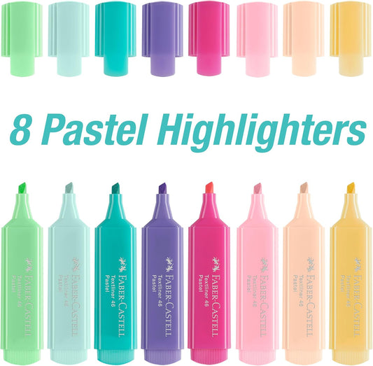 Faber-Castell Graffiti Highlighters Set - 8 Chisel Tip Highlighters - Aesthetic School Supplies and Bible Highlighters, Fun & Cute Highlighters Assorted Colors, Journaling Supplies in Neon Colors
