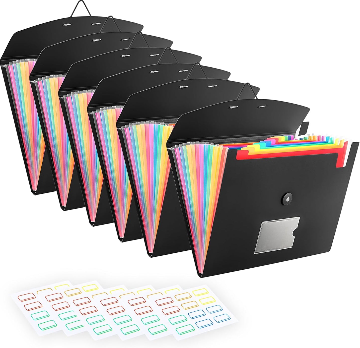 5-Pack 13-Pocket Expanding File Folder, Accordion File Organizer with Labels, Fits Letter Size & A4 Paper, for Home Office School College Supplies