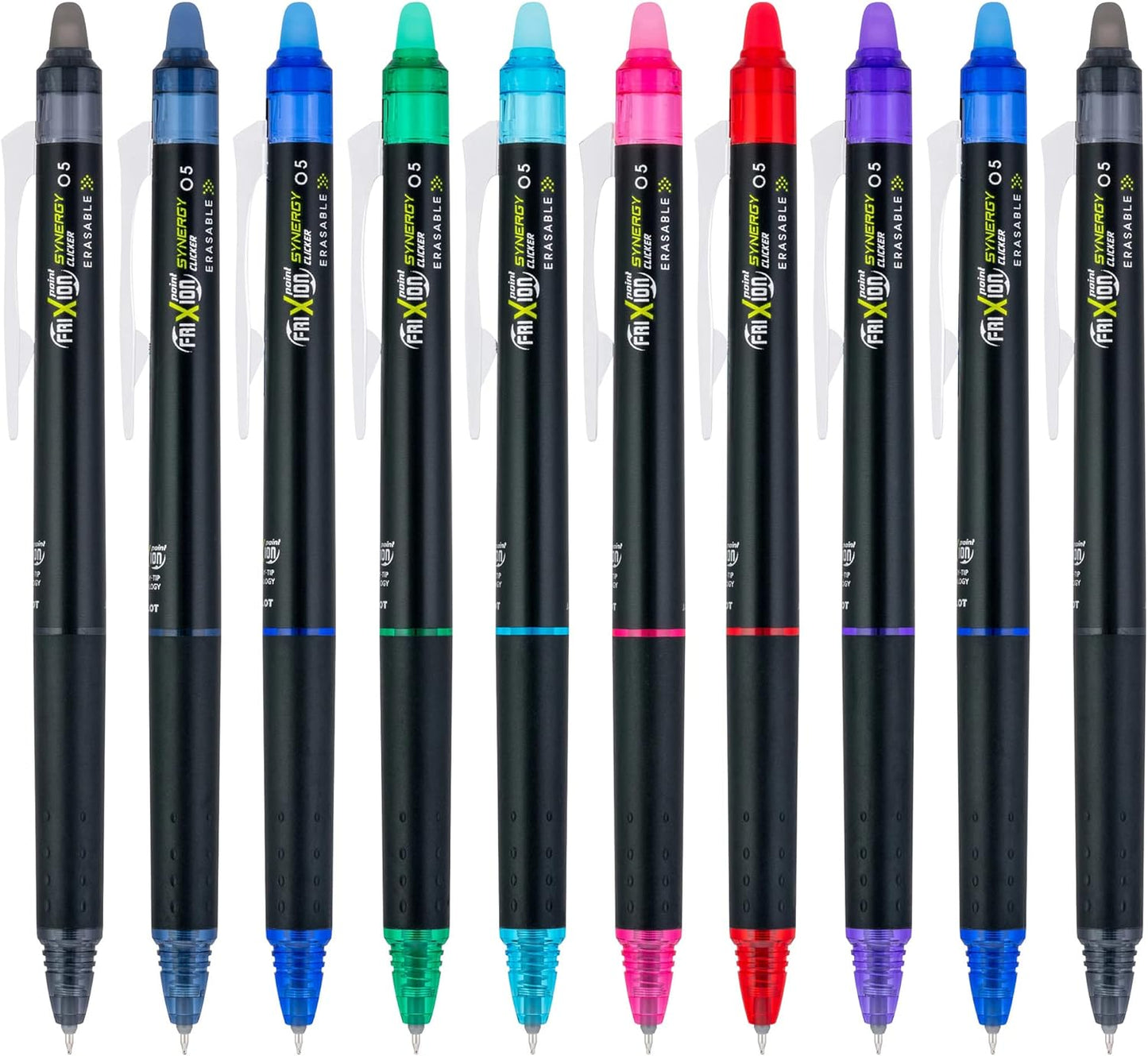PILOT FriXion Synergy Clicker Erasable, Refillable & Retractable Gel Ink Pens, 0.5mm Extra Fine Point, Black Ink, 5-Pack