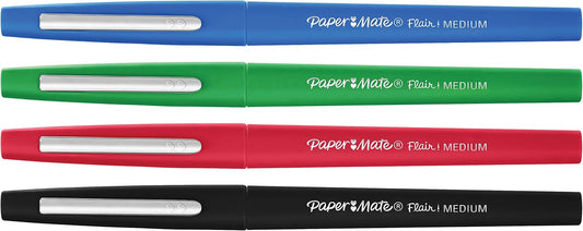 Paper Mate Flair Felt Tip Pens, Medium Point (0.7mm), Business Colors, 4 Count