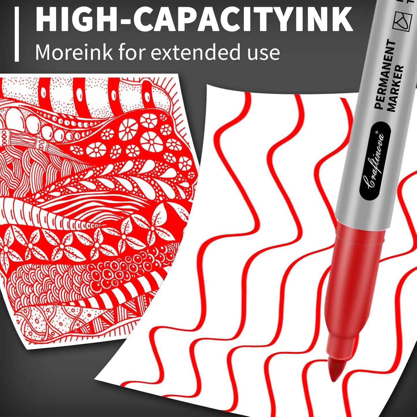 Black Ultra Fine Point Permanent Markers, Extra Fine Tip, Quick Drying and Waterproof, Fade Resistant Perfect on Paper, Glass, Metal, Plastic, Wood, Office & School Use, 12 Pack