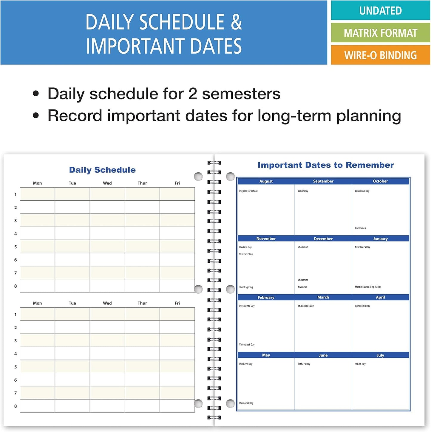 Elan Publishing Company Student Academic Planner 8 1/2 x 11" Weekly View (AOTAP-Undated)