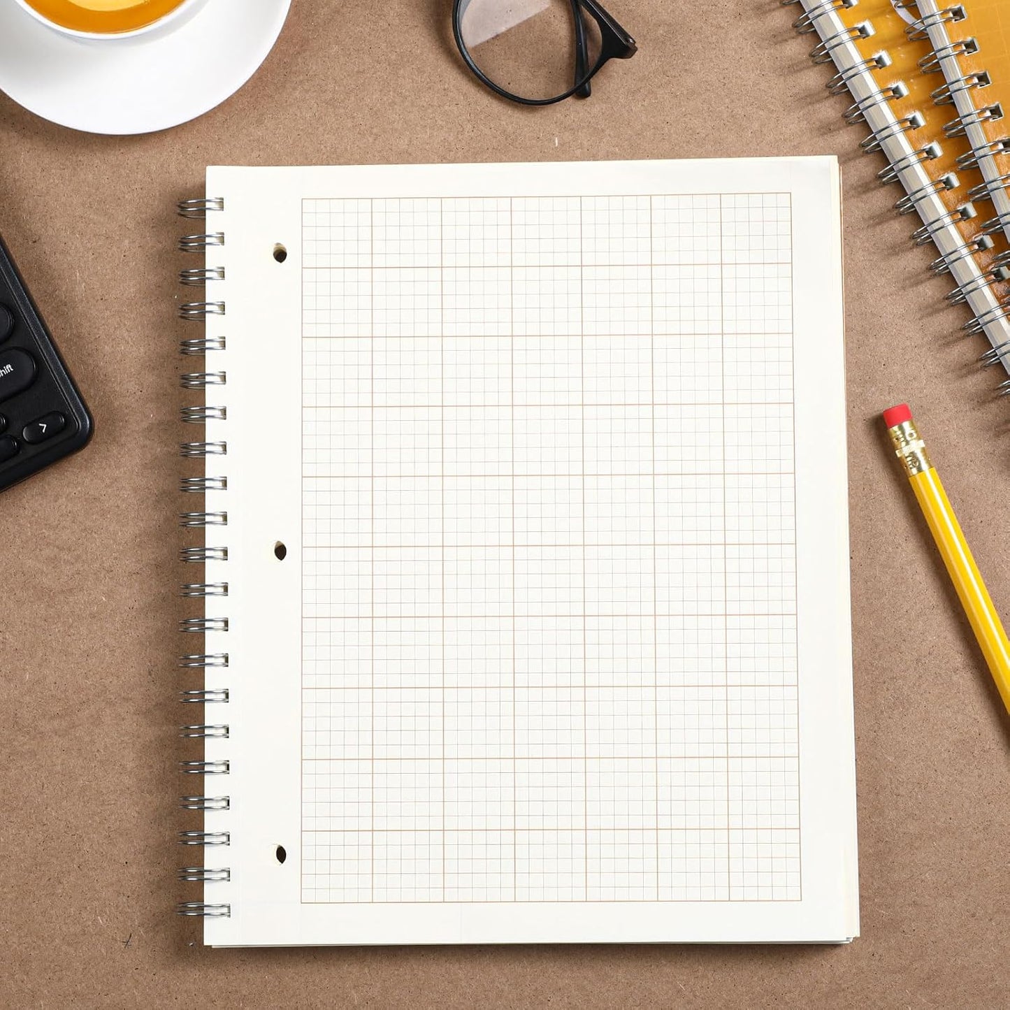 Colarr Engineering Computation Pad 8.5" x 11" Engineering Wirebound Spiral Notebook Grid Pad 5 Squares Per Inch Graph Paper for Drafting Drawing Blueprint Sketching(Blue,4 Pads)