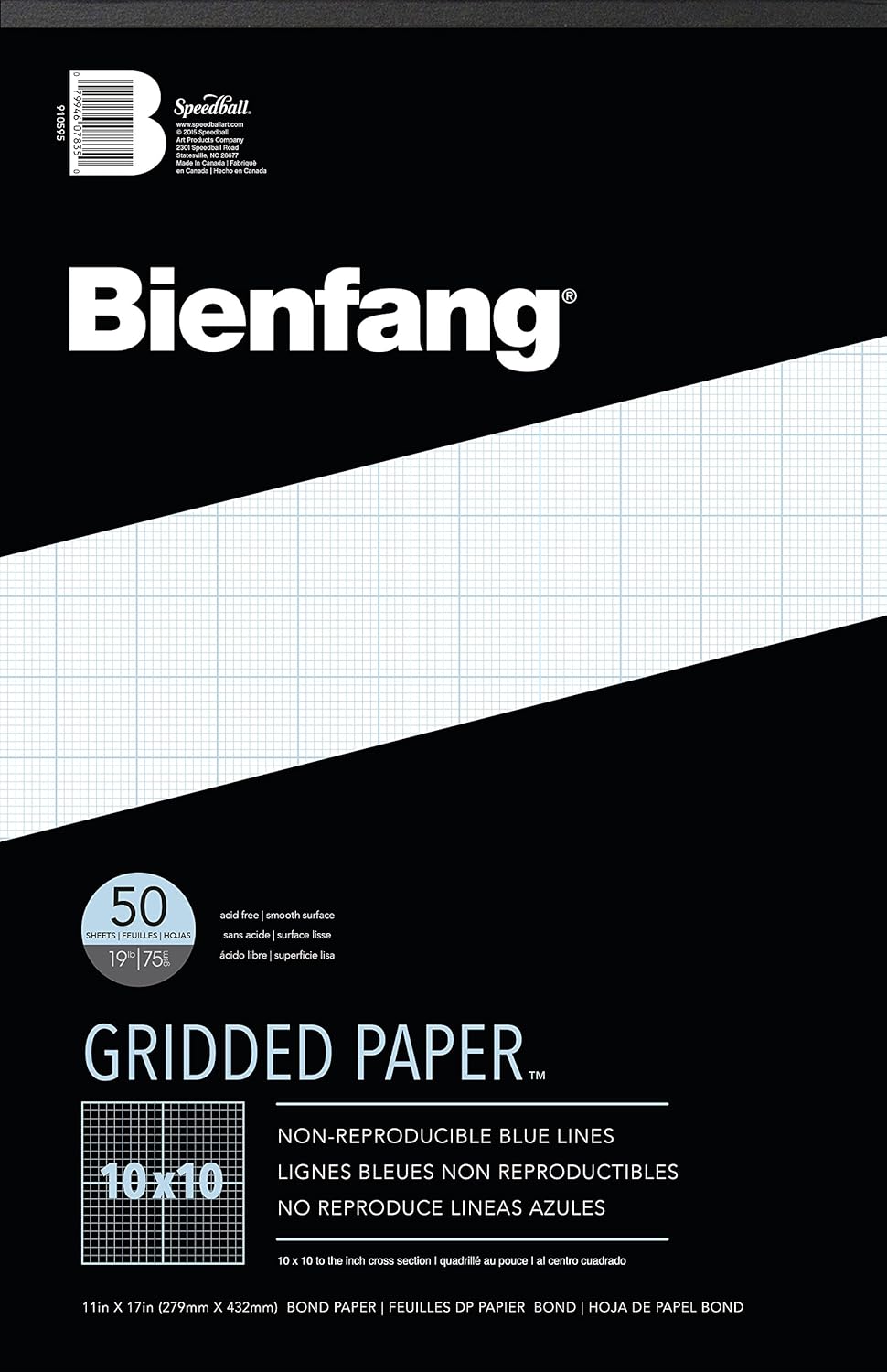 Bienfang Designer Grid Paper Pad, 8x8 Cross Section, 11 x 17 inches, 50 sheets