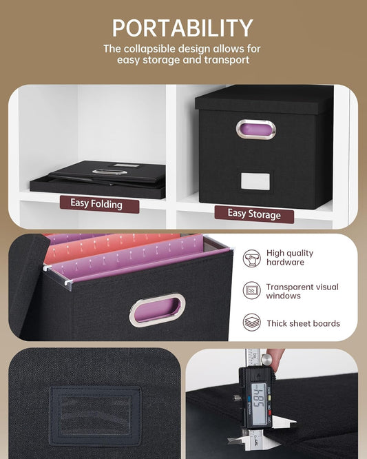 Oterri File Organizer, File Box, File Cabinet for Letter File Folder Storage, Portable Storage Bins with Lids for Office/Decor/Home, 1 Pack, New-pink-Box only