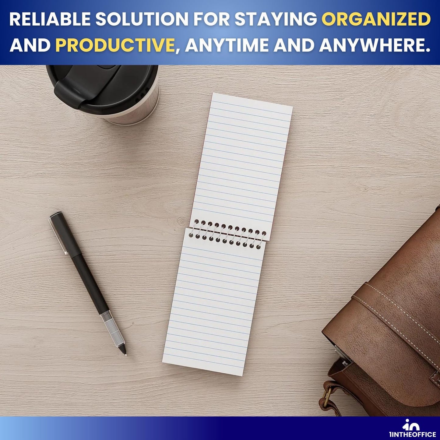 1InTheOffice Wirebound Spiral Memo Books, Memo Pads, 3" x 5", College Ruled, Small Notepad 3x5, Assorted, 75 Sheets/Pad, 25 Pads/Pack