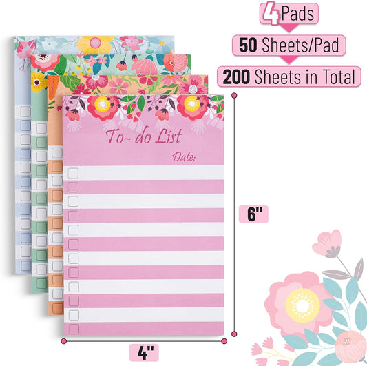 Mr. Pen To Do List Sticky Notes, 4" x 6", 200 Sheets, Floral Style, To Do List Notepad