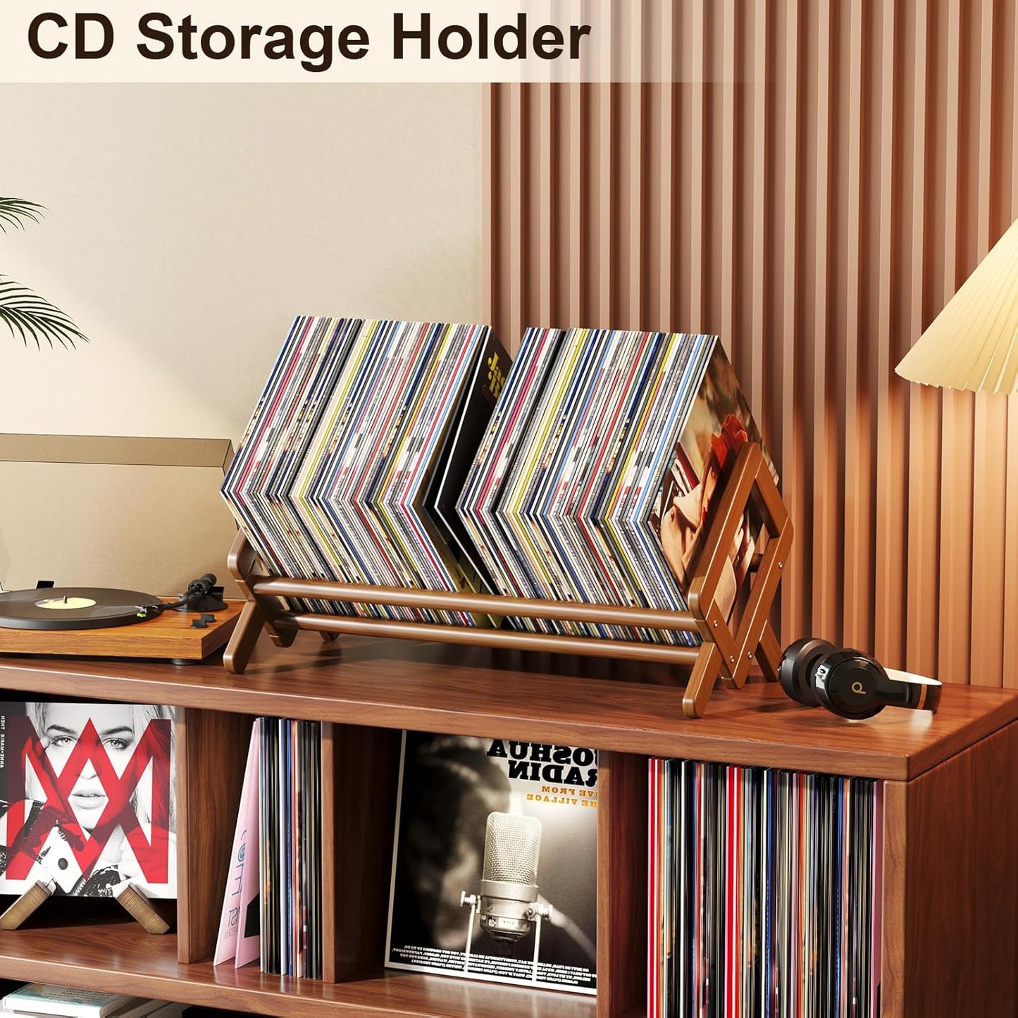 Premium Desktop Bookshelf, Bamboo Desk Bookshelf, Retro Brown Book Rack Shelf Organizer, Stable Bookshelves Storage, Tabletop Large Magazine Holder Racks for Magazines, Books, Files