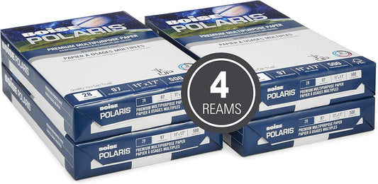 Boise Paper Premium Multipurpose Copy Paper | 8.5" x 11" Letter | 97 Bright White, 24 lb. | 10 Ream Carton (5,000 Sheets)