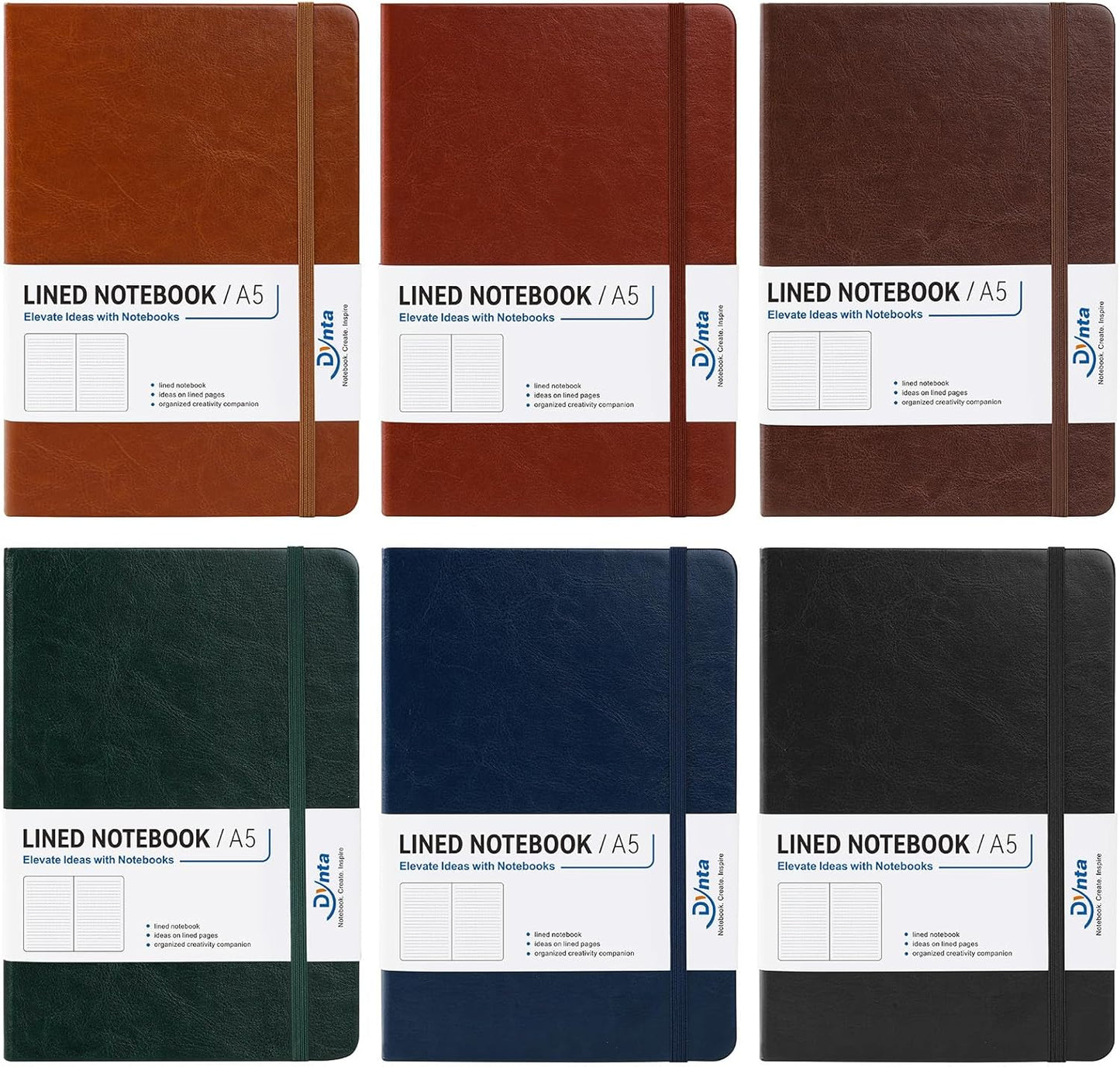 Dynta Office Notebooks 6 Pack, A5 Lined Pages, 100 GSM Paper, Hardcover, College Ruled, Professional Notebooks for Meetings, Work Notes & Everyday Writing
