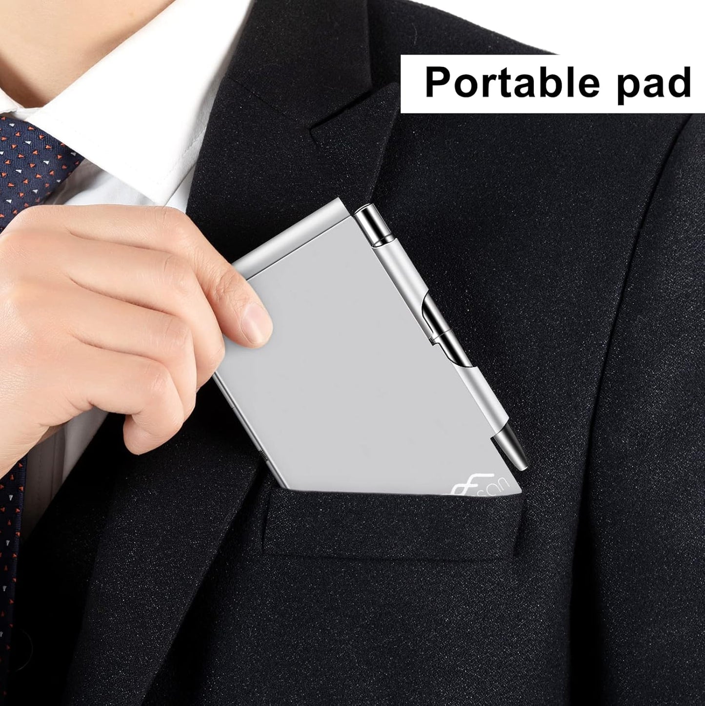 amassan Metal Small Notebook, Mini Notepad, Small Pocket Notepad Aluminum Note Case with Mini Metal Pen and 60-Page Sheets - Memo Books Note Pads (2pcs-Sliver+Sliver)