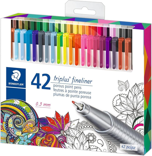 STAEDTLER triplus Fineliner Felt-Tip Pen Set: 60pcs – 0.3mm Assorted Colors - Water-Base Ink - Ergonomic Triangular Shape - Coloring, Writing, Journaling & Drawing - For Classroom, Home or Office