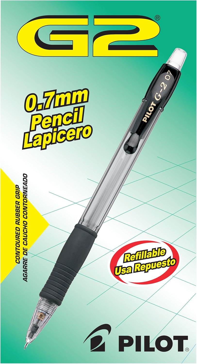 Pilot, G2 Mechanical Pencils, 0.7mm HB Lead, Black Accents, Pack of 12