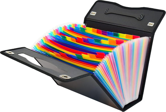 CNK Accordion File Folders with 24 Pockets Organizer for Document Paper Storage Folder Documents Expanding Binder Folio Pocket Receipt Filing Expandable Files Dividers Labels Letter Durable Handle