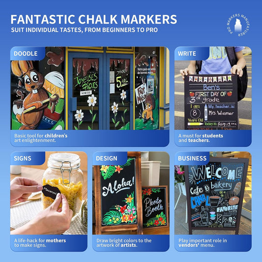 SILENART Liquid Chalk Markers - 8 Vibrant Colors - Chalkboard Markers for Blackboard Glass Window Car Dry Erase Board Acrylic Calendar Board Whiteboard- Wet Erase