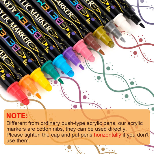 Betem 24 Colors Dual Tip Acrylic Paint Markers, Fabric Decorating Kits Premium Water-Based Acrylic Paint Pens Art Supplies for Fabric, Rock, Wood, Glass, Canvas, Ceramic, Teacher Appreciation Gift