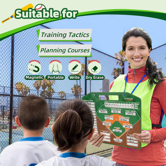 Magnetic Baseball Lineup Board,Baseballs Lineup Cards Baseball Lineup Board for Dugout Baseballs Clipboard for Coaches Softball Coach Must Haves Marker Boards Baseball Coaching Accessories(Green)