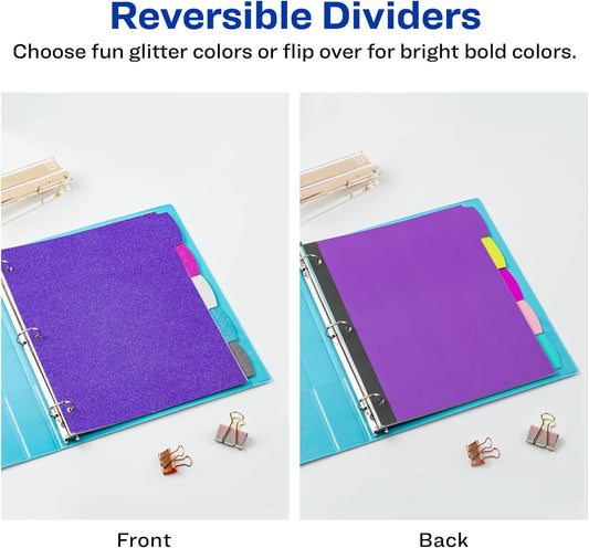 Avery Big Tab Reversible Fashion Dividers for 3 Ring Binders, 5 Tab Set, Retro Pattern, 1 Set (24938)