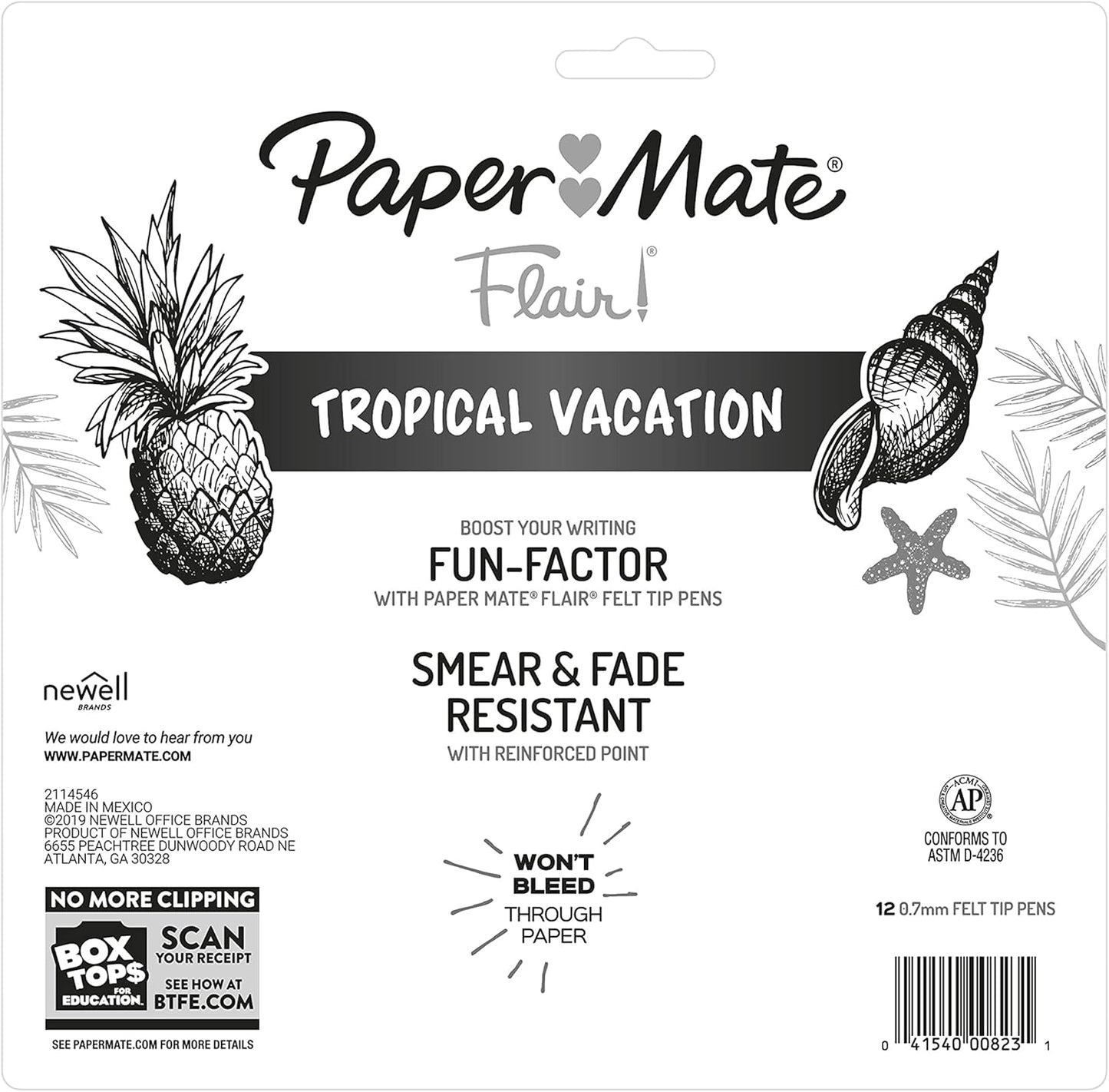 Paper Mate Flair Felt Tip Pens, Medium Point (0.7mm), Special Edition Retro Accents, 12 Count - Fun Office Supplies