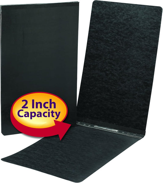 Smead PressGuard Report Cover, Metal Prong Top Fastener with Compressor, 2" Capacity, Legal Size, Black, 25 per Box (81132)