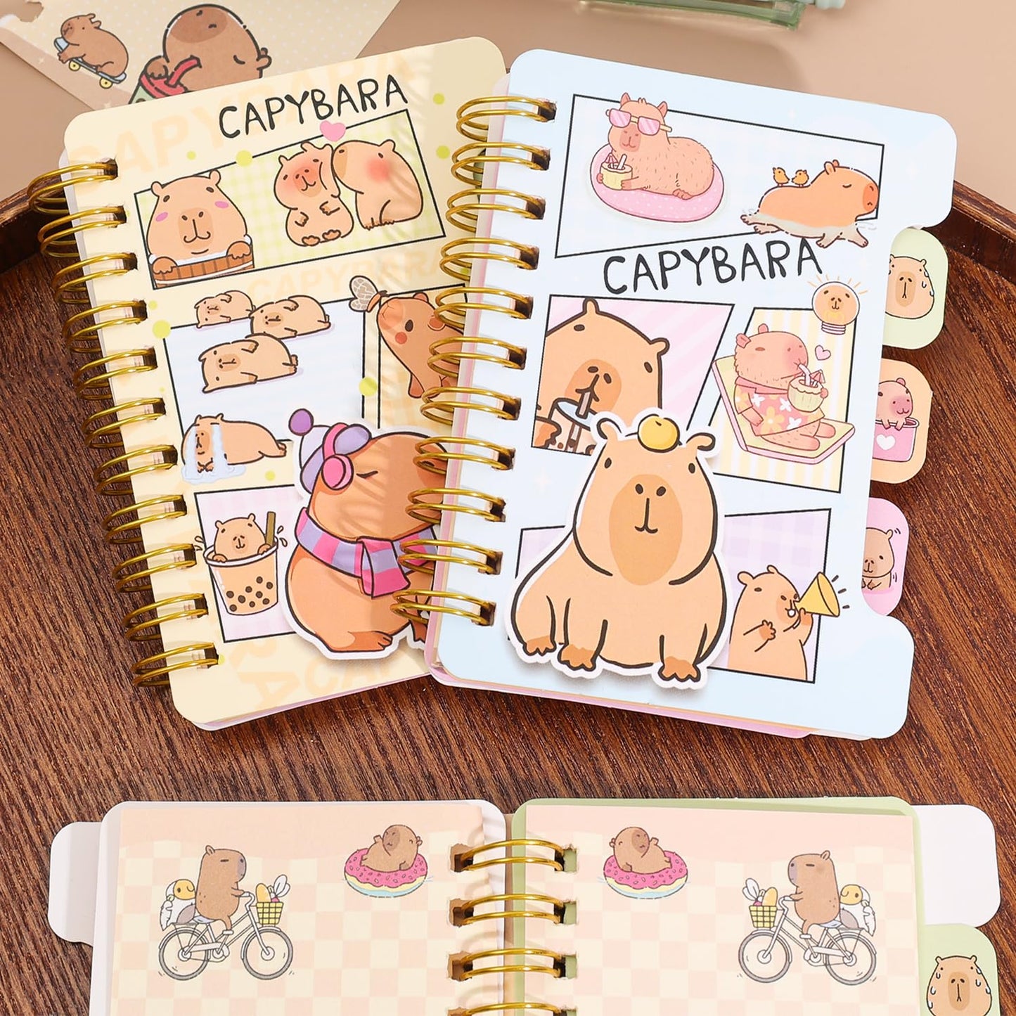 2 Pack Cute Small Spiral Notebooks Kawaii Cartoon Mini Memo Notepads Ruled Pages 54 Sheets Journals for Study, Drawing and Writing Notes Gift Reward for Friends Party Favor (Random Style, 10.5x8.5cm)