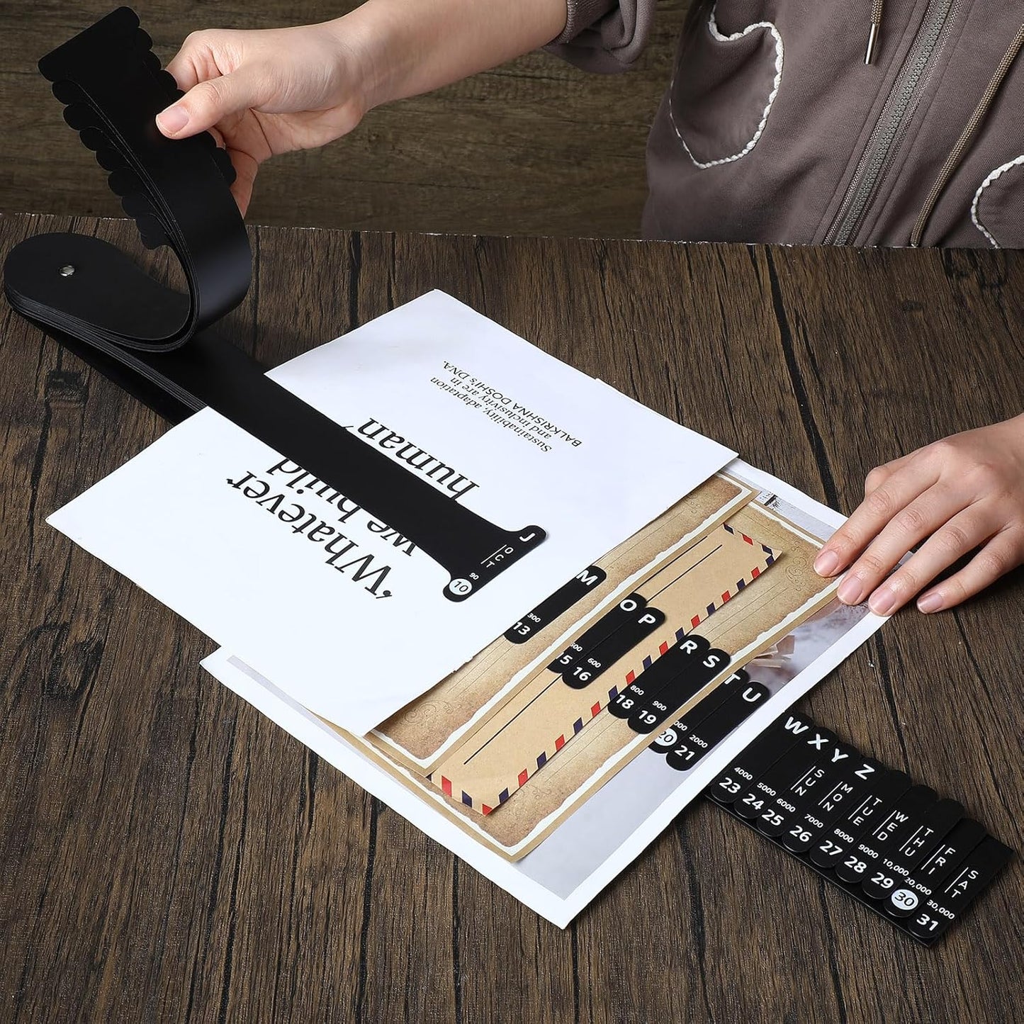 PerKoop Plastic All Purpose Document Sorter Alphabetical File Organizer Compact Upright Space Saving Paper Organizer for File Office, Black, 2.52 x 23.5 inches(2 Sets)