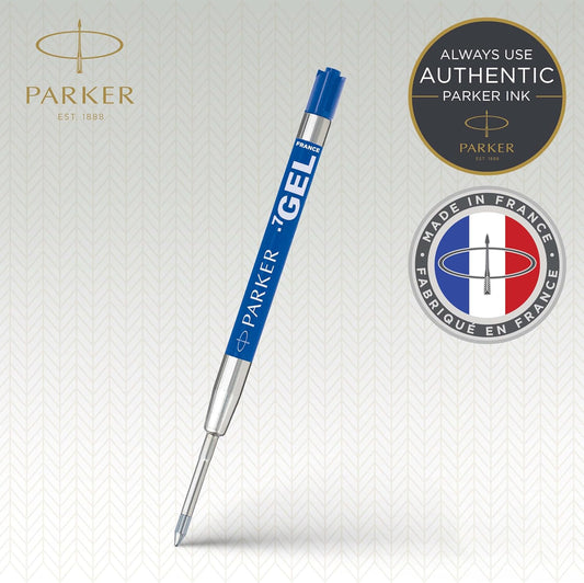 Parker Refill for Parker Retractable Gel Ink Roller Ball Pens, Medium Conical Tip, Blue Ink, 2/Pack