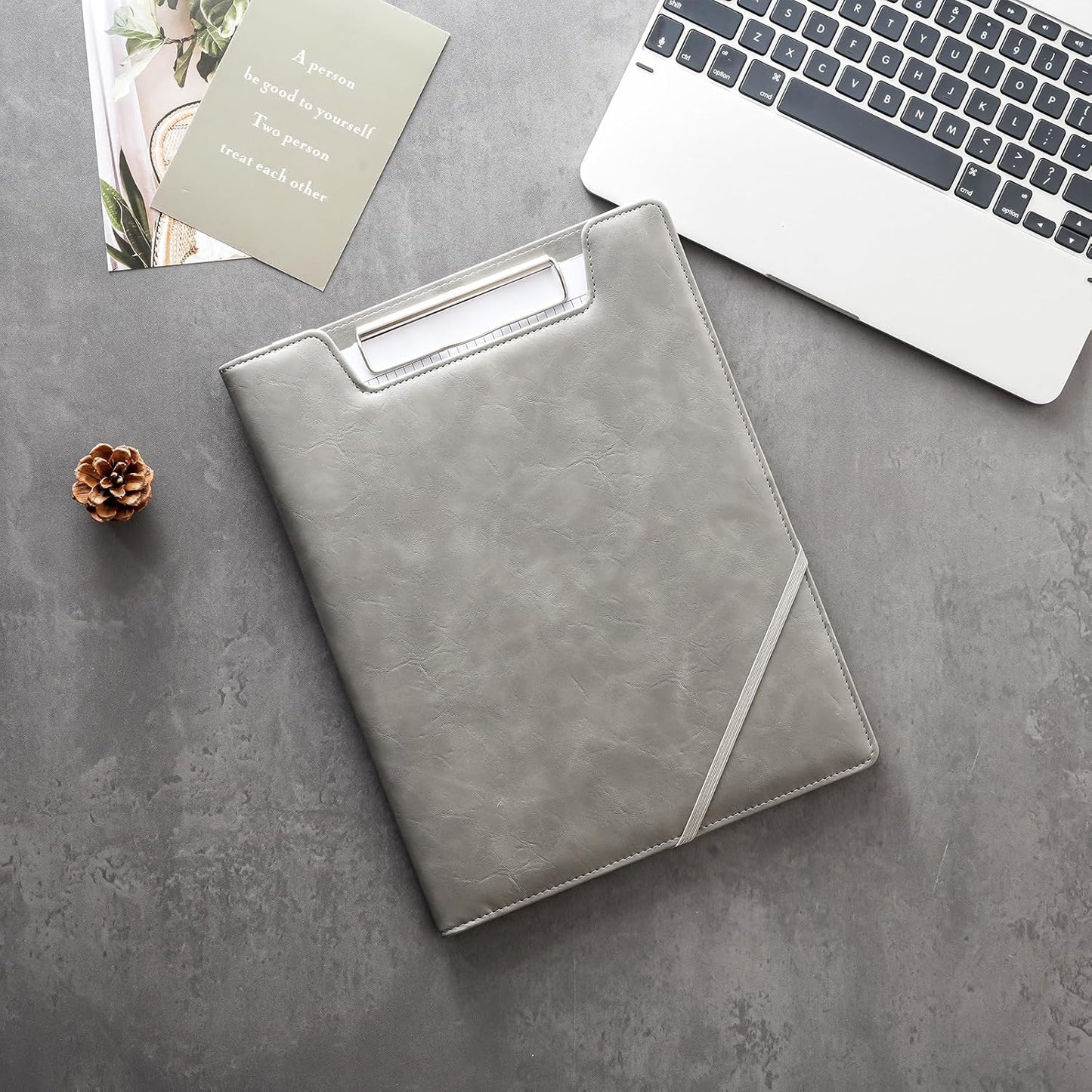 ProCase Clipboard Folder Portfolio, Leather Business Padfolio Organizer Letter Size Professional Folder Binder for Interview Meeting Resume Office Conference School -Black
