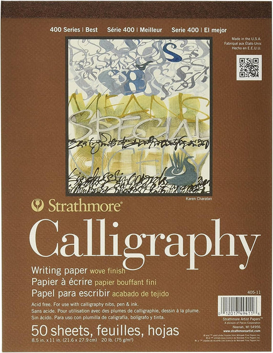 Strathmore STR- 50 Sheet Tape Bound Calligraphy Pad, 8.5 by 11", White