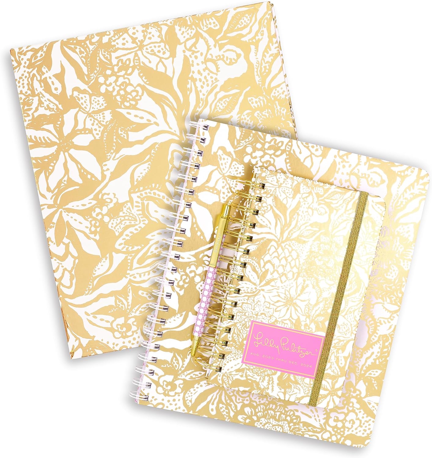 Lilly Pulitzer Cute 3-Ring Binder with Pockets and 3 Tab Dividers, Thin Aesthetic Binder (0.75" Metal Rings), Leaf it Wild