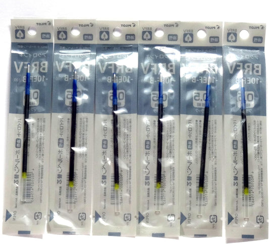 Pilot Acroball Ballpoint Pen Black Ink Refills, 0.5mm, BRFV-10EF-B, Set of 6 (Japan import)