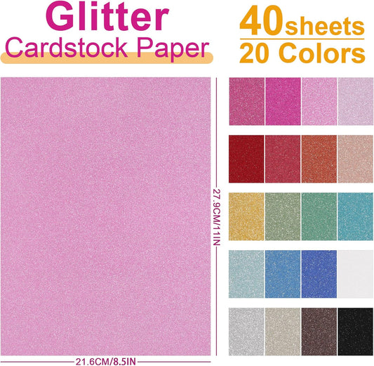 50 Sheets A5 Size 25 Colors Glitter Cardstock Paper - 250gsm/92lb Heavy Weight Thick Colored Sparkle Card Stock for Crafts DIY Projects Card Making Birthday Wedding Decoration UAP21A5050