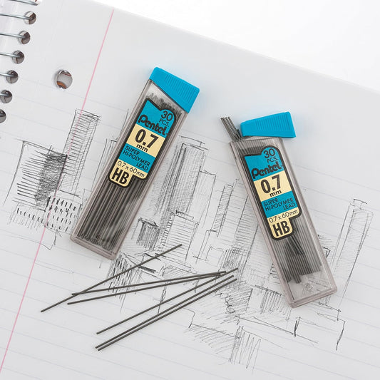 Pentel Super Hi-Polymer Lead Refill 0.7 mm Medium, HB, 30 Pieces of Lead (C27BPHB-K6)