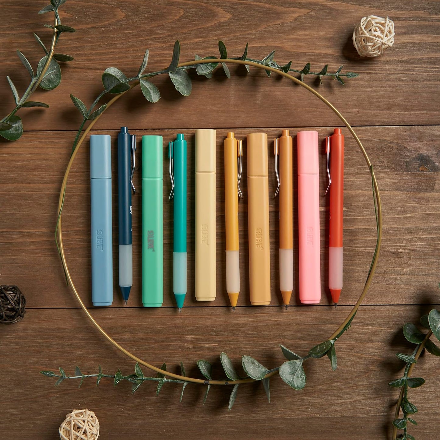 BLIEVE - Aesthetic Highlighters and Gel Pens With Soft Ink and Chisel Tip, Bible Highlighters and Pens No Bleed, Dry Fast Easy to Hold, for Bible Journaling Planner School Supplies (MORANDI)