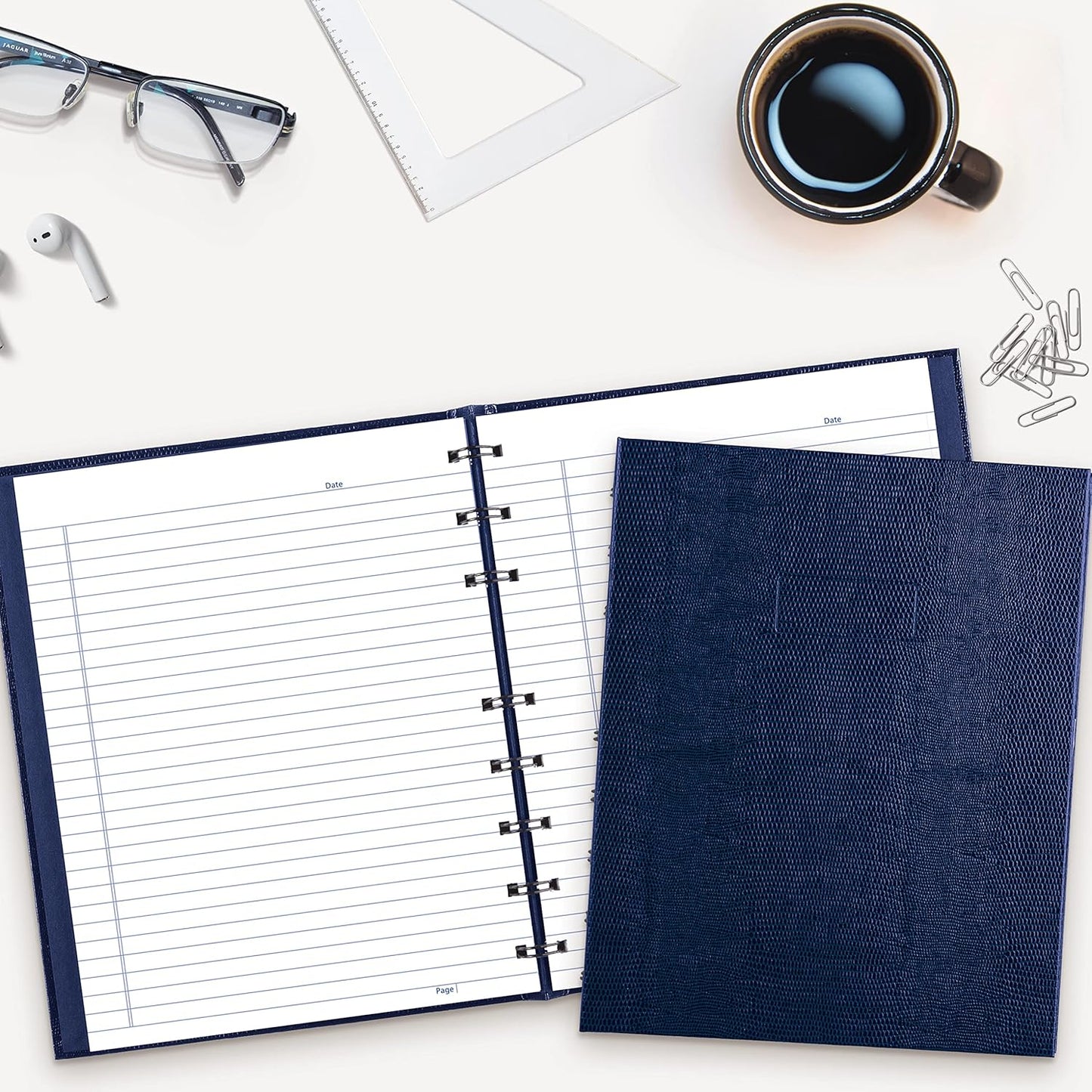 Blueline NotePro™ Executive Notebook, Indexing System, Refillable, Hard Cover, 9.25" x 7.25", 150 Ruled Pages, Indigo Blue (A7150.BLU)