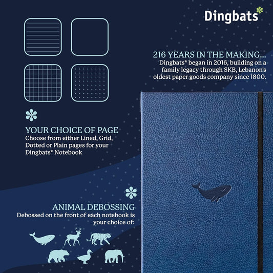 Dingbats* - Wildlife Lined Extra Large A4 Notebook - PU Leather Hardcover Journal for Work, Writing - Pocket, Elastic Closure, Pen Holder, Bookmark