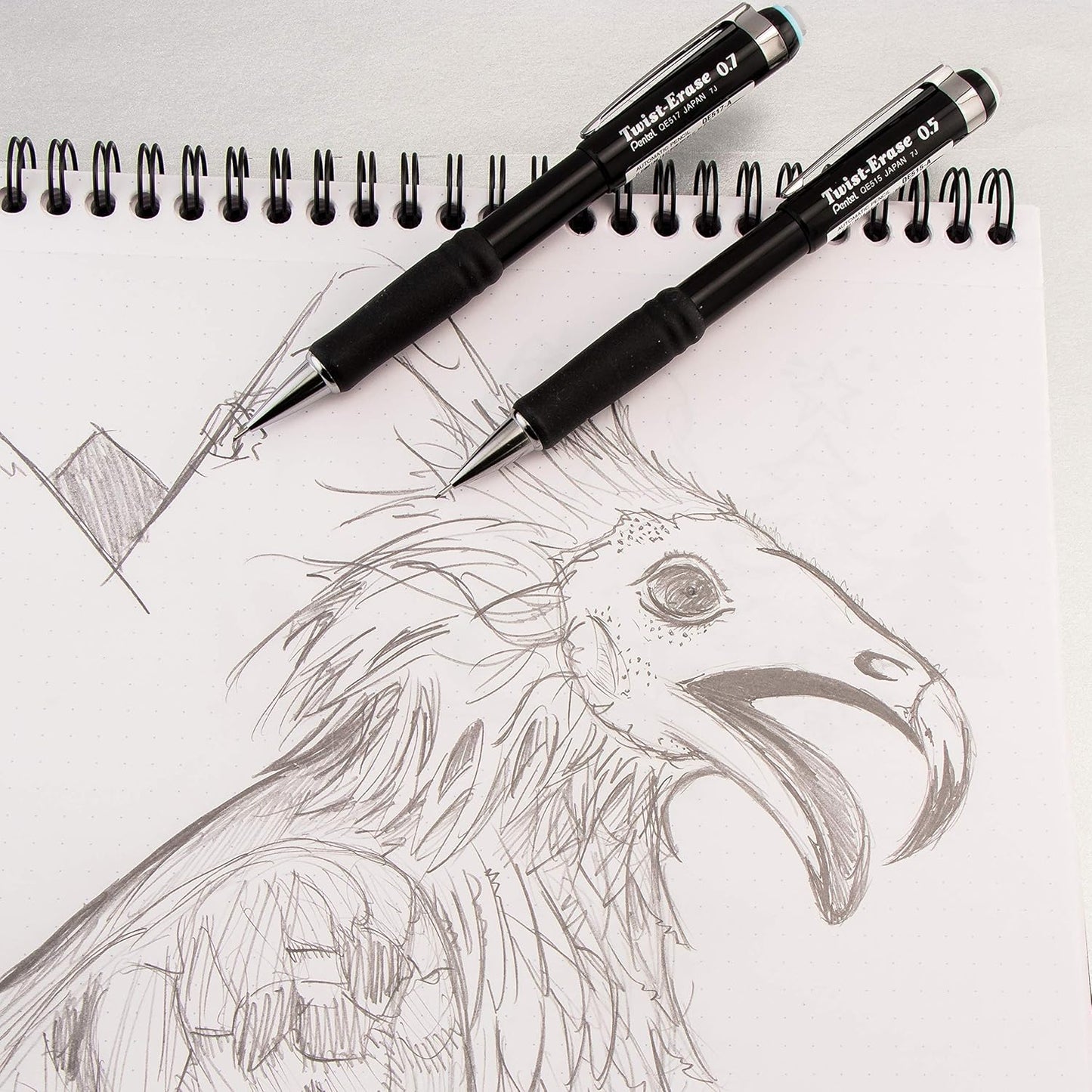 Pentel Twist-Erase III Mechanical Pencil, (0.7mm), Assorted Barrel Colors with 2 Eraser Refills, Pack of 2 (QE517BP2)