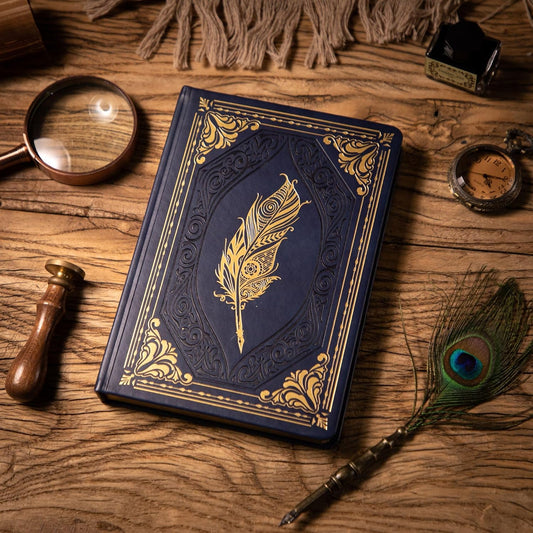 CAGIE 320 Pages Thick Hardcover Journaling Notebooks Vintage Leather Journal for Women Men A5 College Ruled Journals for Writing with Gift Box, 5.7 x 8.3 in, Blue