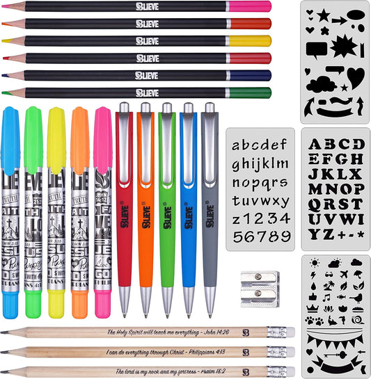 BLIEVE - Aesthetic Highlighters and Gel Pens With Soft Ink and Chisel Tip, Bible Highlighters and Pens No Bleed, Dry Fast Easy to Hold, for Bible Journaling Planner School Supplies (MORANDI)