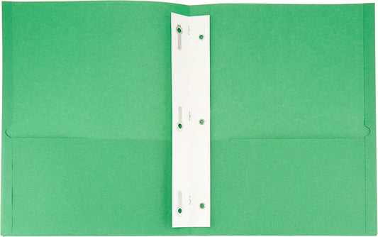 Amazon Basics Twin Pocket File Folders with Fasteners, Letter Size, Business Card Slot, Assorted Colors, 25-Pack