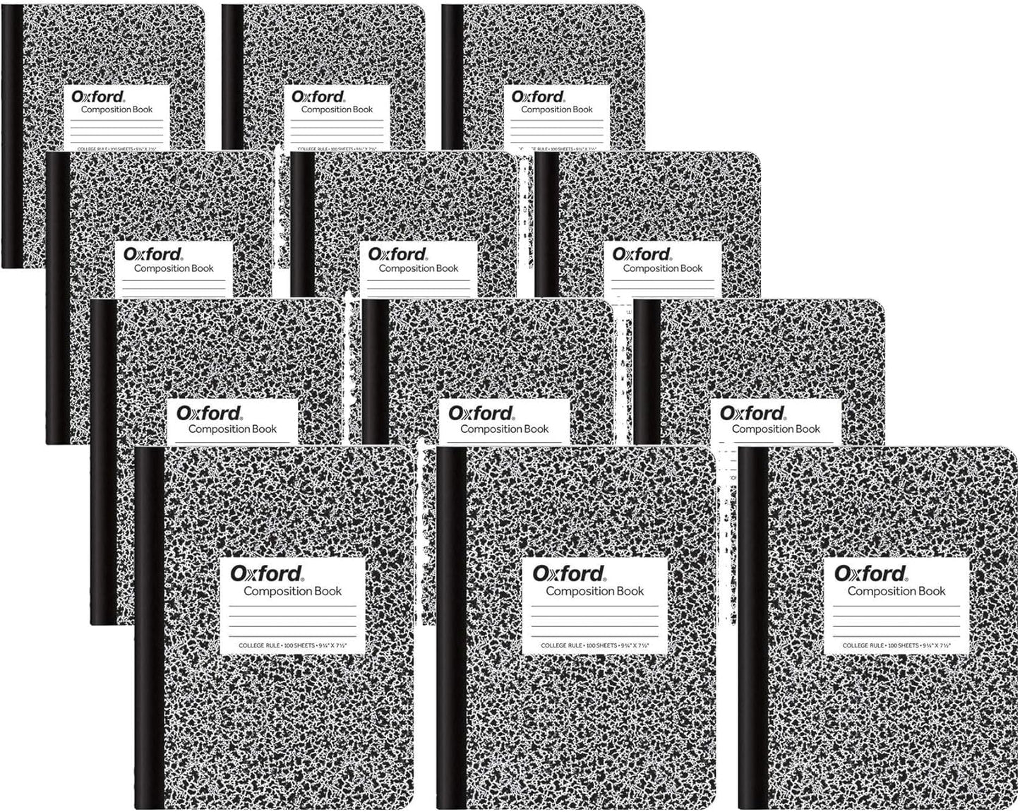 Oxford Composition Notebooks, College Ruled Paper, 9-3/4 x 7-1/2 Inches, 100 Sheets, Black, 6 Pack (63767)