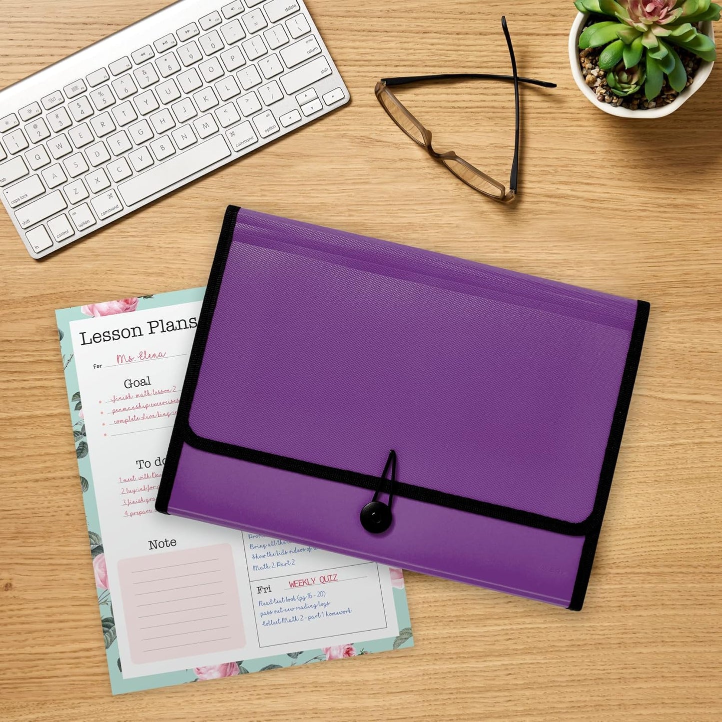 Avery Expanding File Folder Organizer, 7-Pocket Accordion File Organizer, Plum, Holds 425 Letter/A4-Size Sheets (73552)