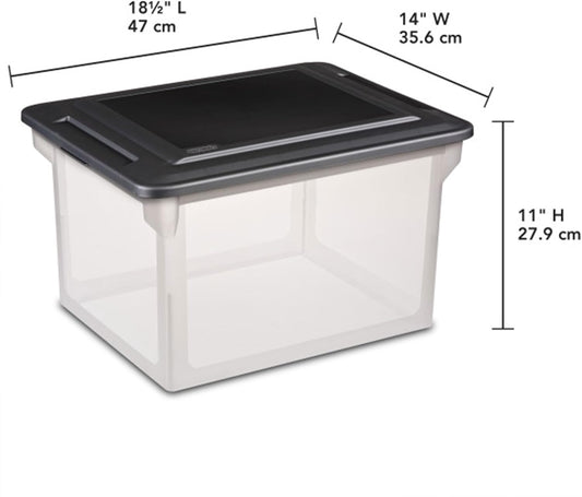 File Box Tote with Lids for Letter and Legal Folders, 8-Pack | Stackable Plastic Document Storage and Paper Organizer for Home, Office, Desk, and Dorm Organization