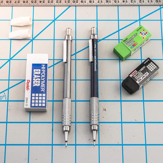 Pentel Drafting Kit with Graph Gear 500 Automatic Drafting Pencil, 0.7mm, Blue Barrel, Lead and Mini Eraser (PG527LEBP)