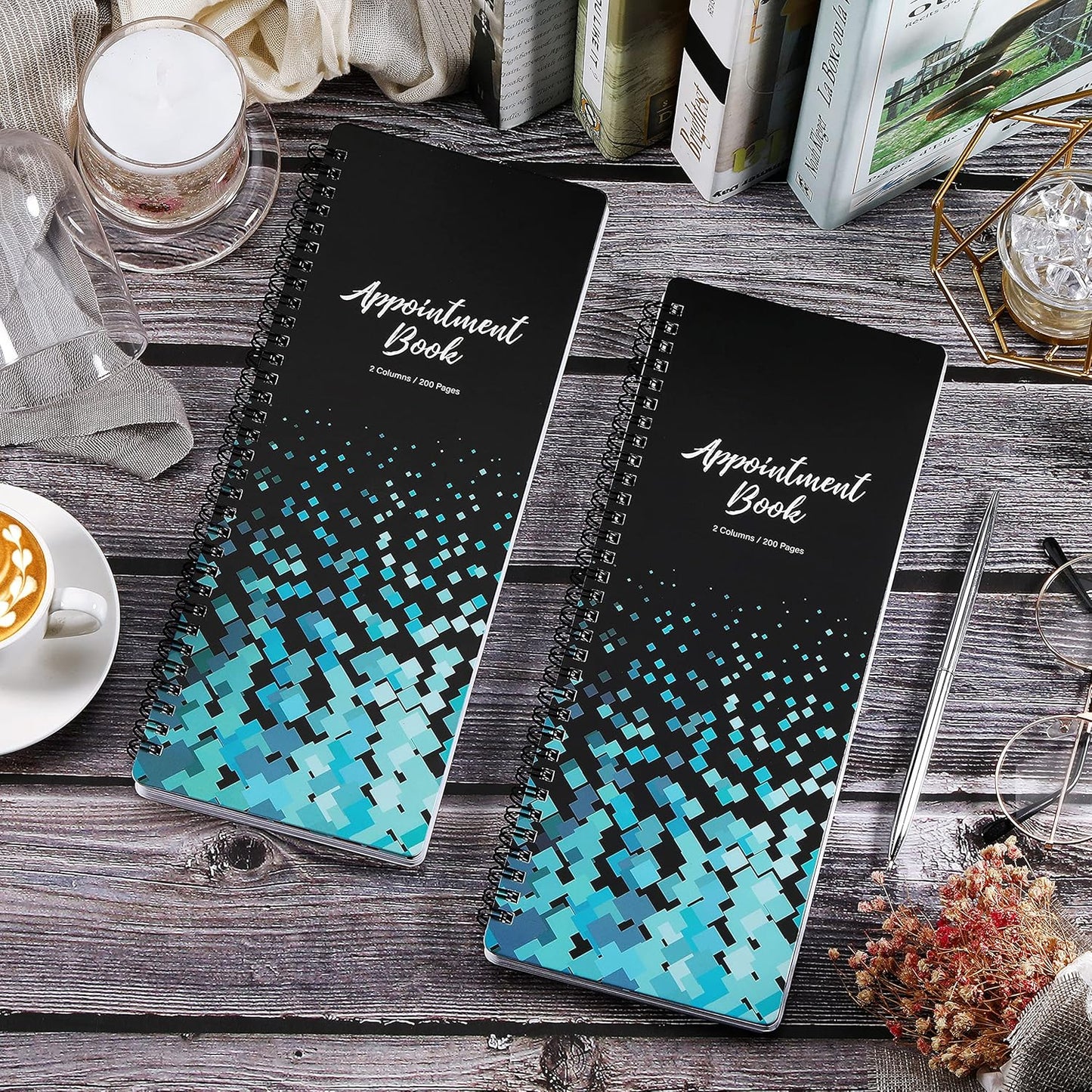 Poluma Appointment Book - Salon Appointment Book, 11.5" x 4.7", 2 Columns, Undated, 6 AM - 9 PM, Twin-Wire Binding, 200 Pages, Appointment Planner for Hair Stylist - Black