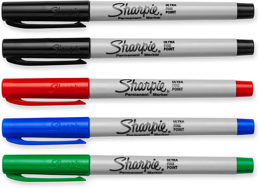 37675PP Permanent Markers, Ultra Fine Point, Assorted Colors, 5 Count