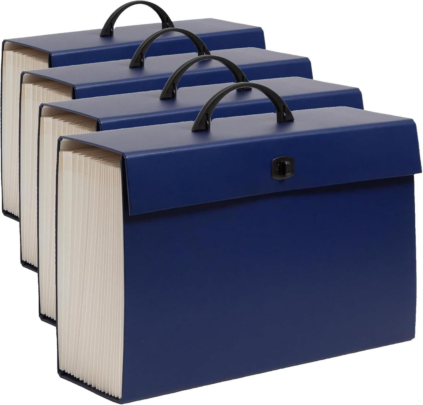 A-Z and Subject Expanding File Box, 19 Pockets, Printed Alphabetic (A-Z)/Subject, Latch Closure, Legal Size, Black (70804) (Pack of 4)