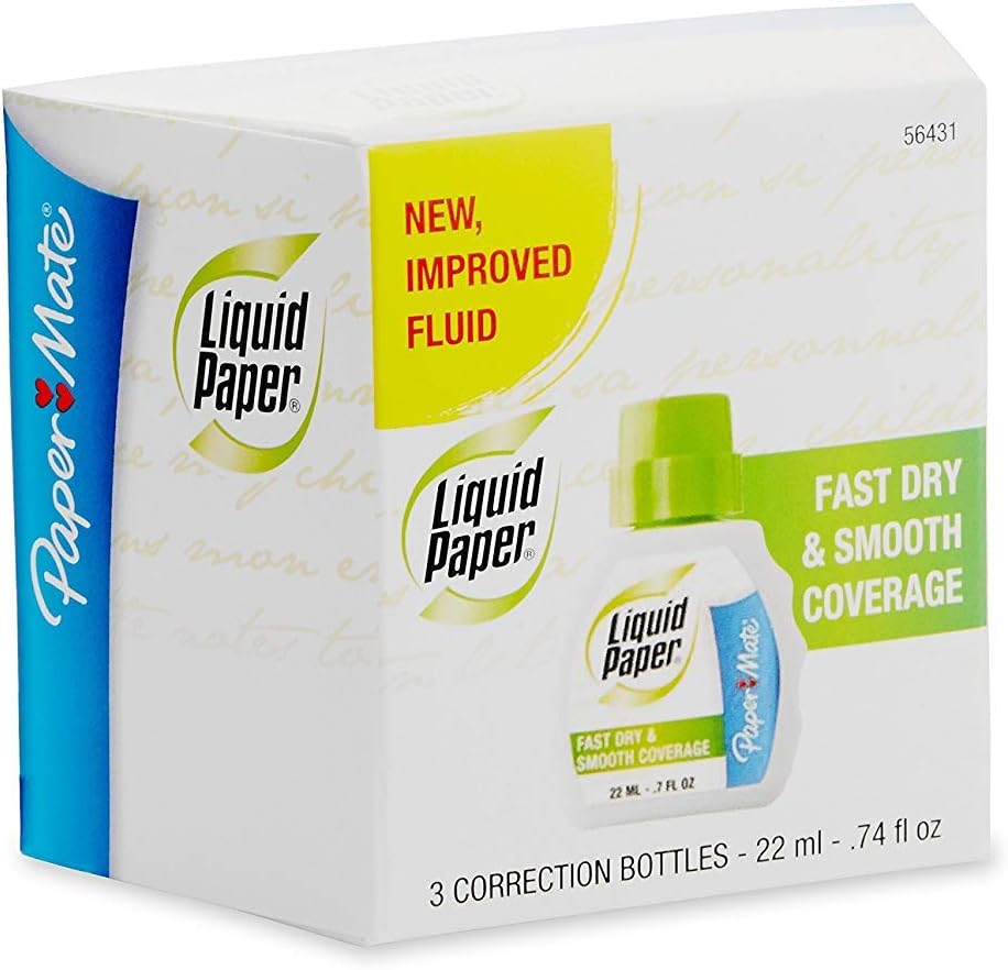 Fast Dry Correction Fluid, 22 ml Bottle, White, 3/Pack